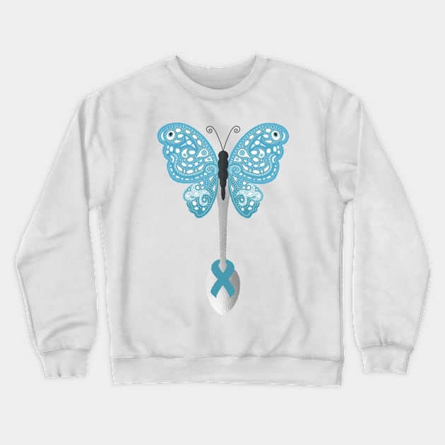 Butterfly Spoon Awareness Ribbon! (Blue) Crewneck Sweatshirt by yourachingart